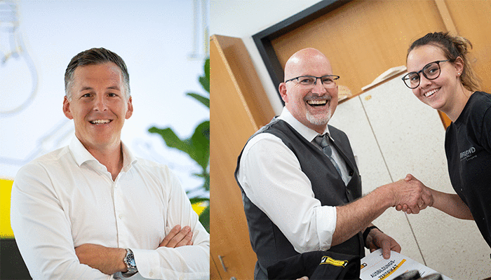 rechts: CEO Martin Obermayr; links: Urkundenverleihung durch Mario Lenz